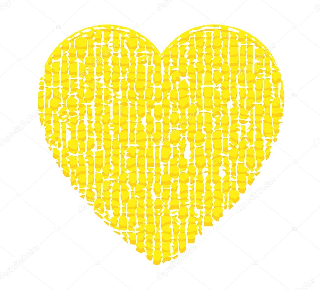 Priorit  bassa di disegno di Grunge astratto dell annata cuore giallo forma vettoriale — Vettoriali di baavli