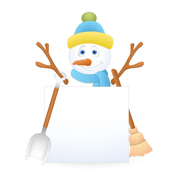 Afiş ve aletleri ile şirin Xmas kardan adam — Stok Vektör
