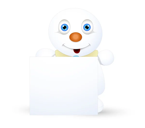 Innocent Snowman with Blank Message Banner — Stock Vector