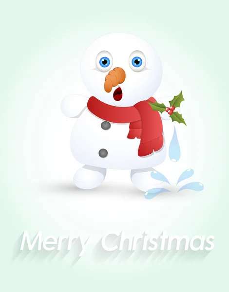 Cute Surprised Snowman — Stock Vector