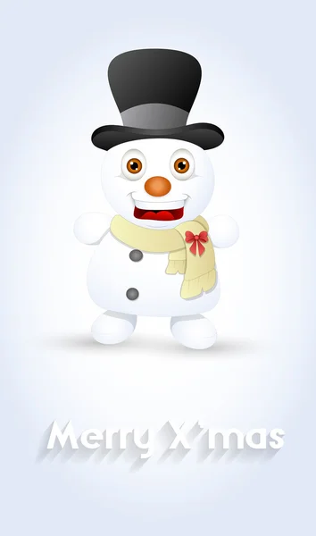 Happy Snowman with Hat — Stock Vector