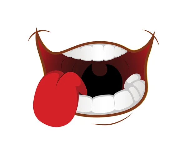 Codiciosa expresión de la boca de dibujos animados — Vector de stock