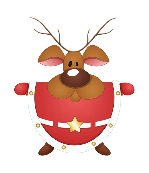 Олень в костюме Санта-Клауса — стоковый вектор