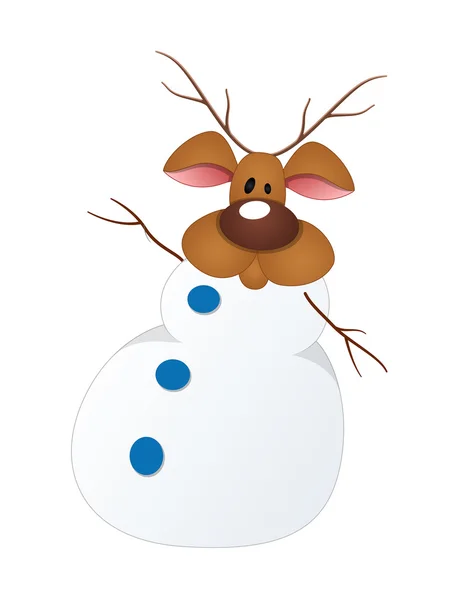 Funny Reindeer Snowman Character — Stock Vector