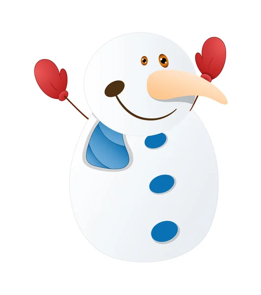 Linda expresión cara de muñeco de nieve feliz — Vector de stock