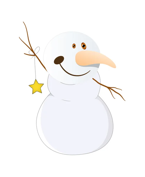 Hombre de nieve con estrella — Vector de stock