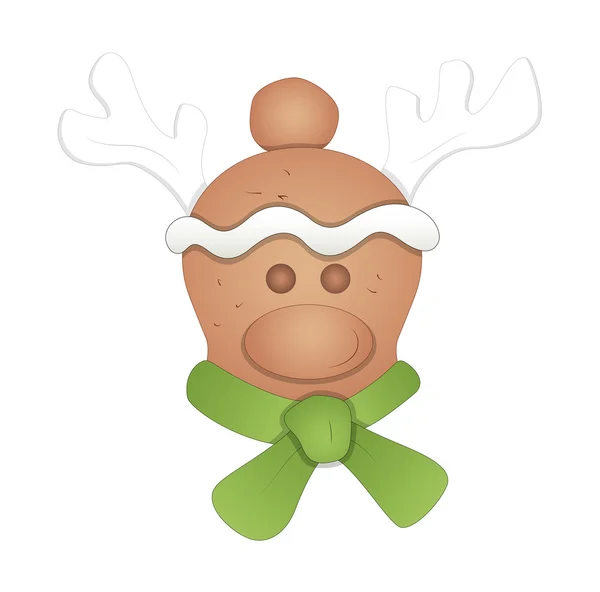 Cara de animal de renos de Navidad divertida — Vector de stock