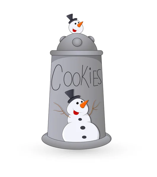 Cookies fles met Snowman — Stockvector