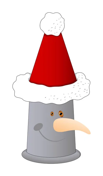 Snowman Bottle Face with Santa Cap — Stock Vector