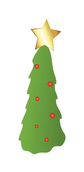 Christmas Tree with Golden Star — Stock Vector