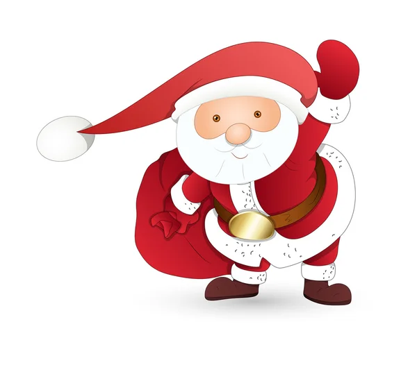 Schattig Santa met certificaat en cadeauzakje — Stockvector