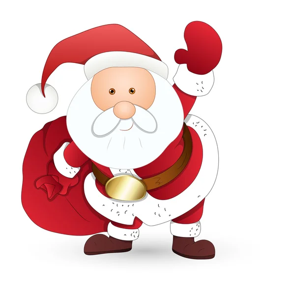 Funny Santa Holding con bolsa de regalo — Vector de stock