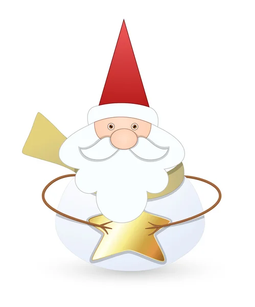 Happy Santa with Golden Star — Stock Vector