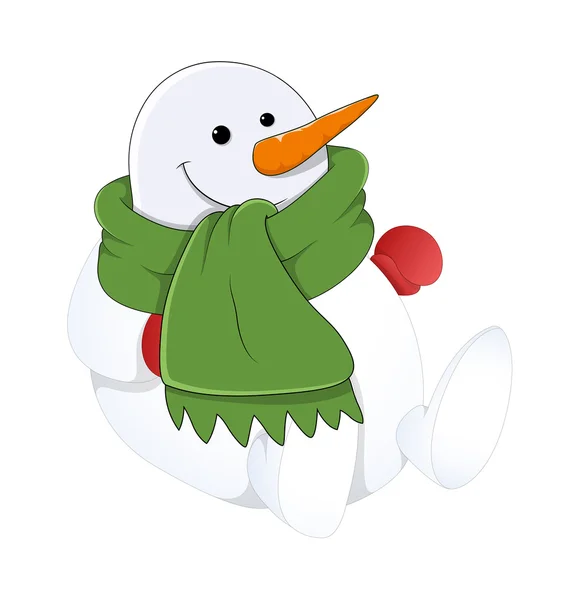 Glijdende Snowman karakter — Stockvector