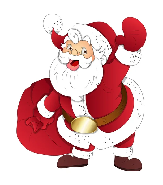 Feliz Santa Claus riendo con bolsa de regalo — Vector de stock