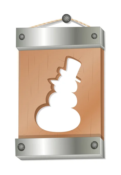 Christmas Snowman Shape Wooden Board — Stock Vector