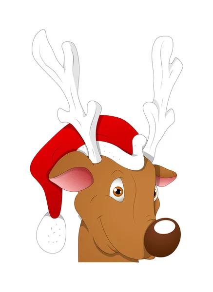 Happy Christmas Reindeer Face Expression — Stock Vector