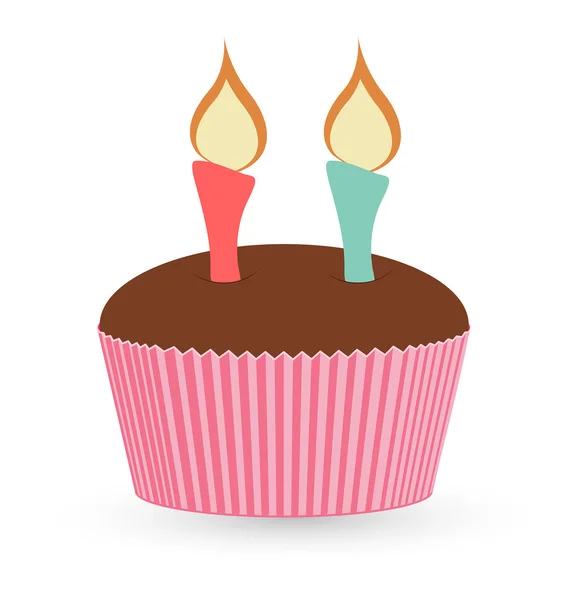 Cupcake met Birthday Kaarsen Vector — Stockvector