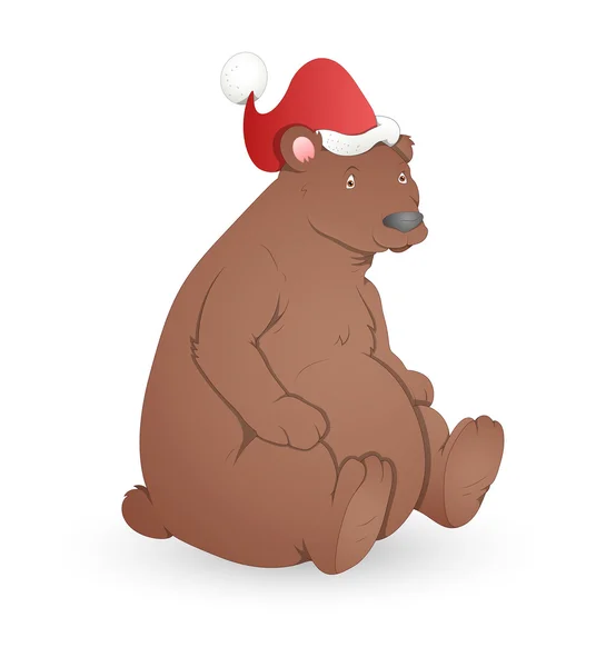 Oso de dibujos animados con vector de Santa Cap — Vector de stock