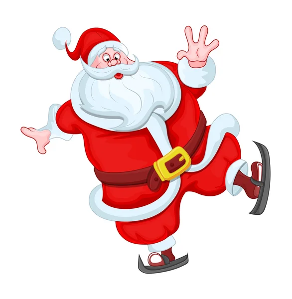 Viejo divertido Santa Claus Esquí — Vector de stock