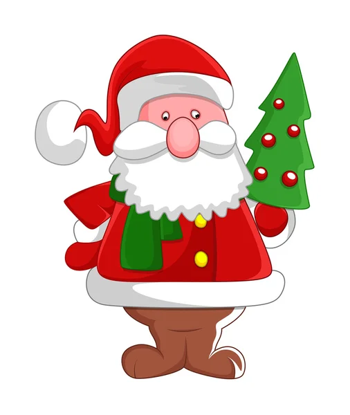 Old Santa Claus Holding a Christmas Tree — Stock Vector