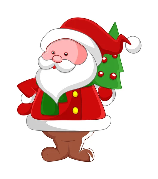 Santa divertido con árbol de Navidad — Vector de stock