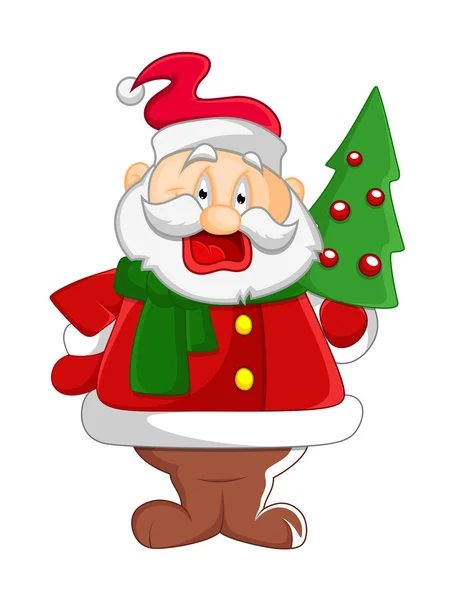 Riendo Papá Noel con Árbol — Vector de stock