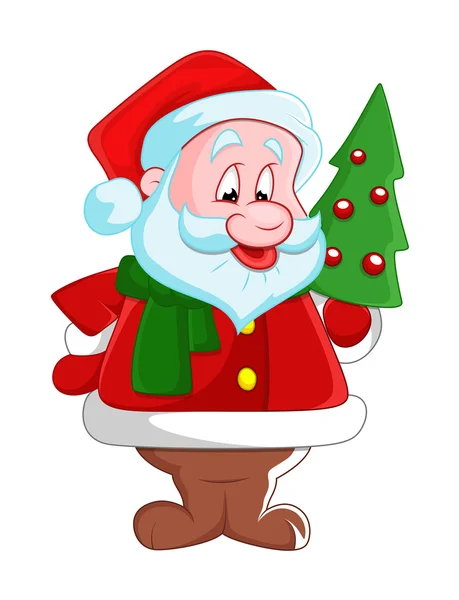 Happy Santa Claus with Xmas Tree — Stock Vector