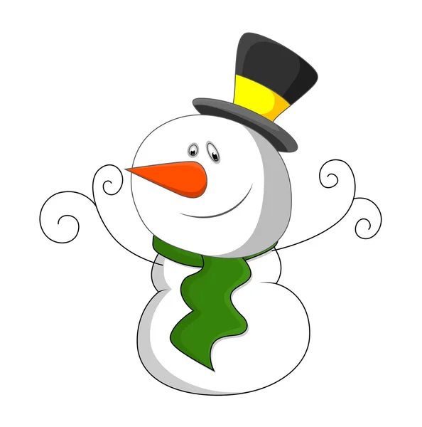 Carácter divertido muñeco de nieve — Vector de stock