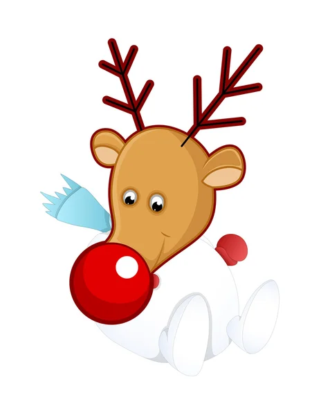 Reindeer Snowman Sliding — Stock Vector