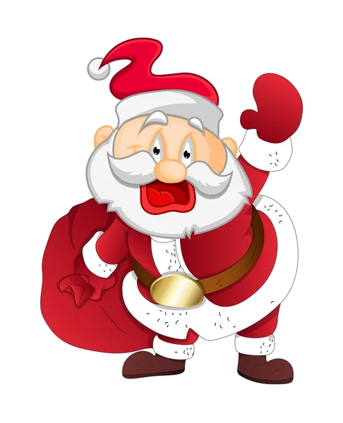 Happy Santa Claus with Gift Bag — Stock Vector