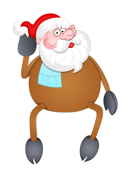 Funny Santa in Reindeer Costume — Stock Vector