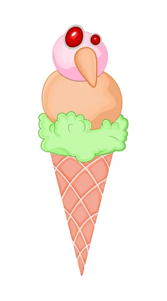 Bonhomme de neige avec vecteur de crème glacée — Image vectorielle
