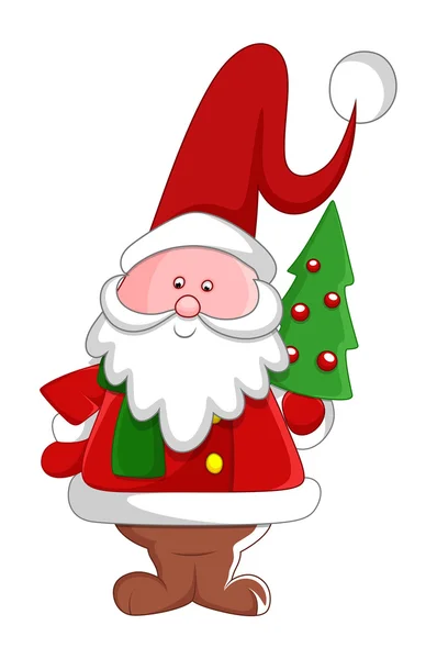 Lustiger Weihnachtsmann mit Weihnachtsbaum — Stockvektor