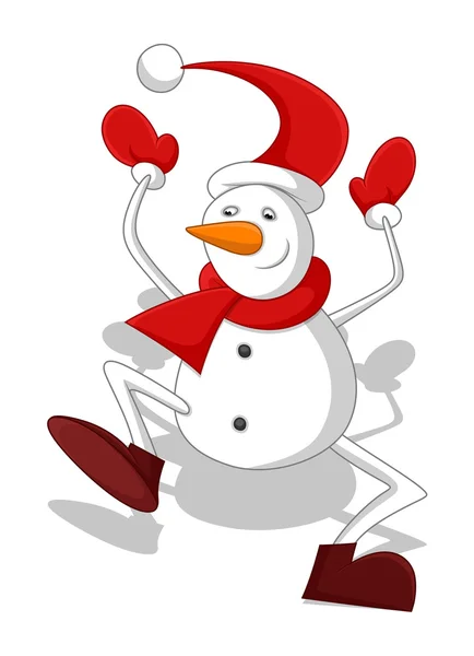 Funny Snowman Character Dancing — Stock Vector