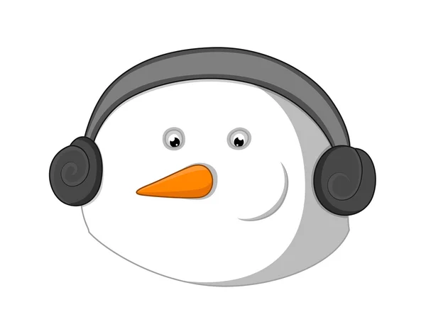 Cara de muñeco de nieve con auriculares — Archivo Imágenes Vectoriales