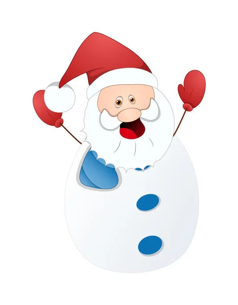 Happy Cute Funny Santa Snowman — Stock Vector