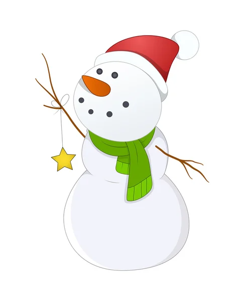 Snowman Character with Star — Stock Vector