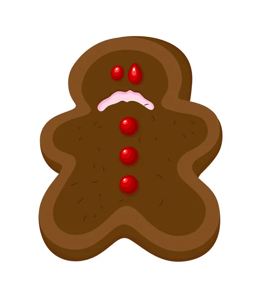 Sad Cartoon Gingerbread Man Character — Stock Vector