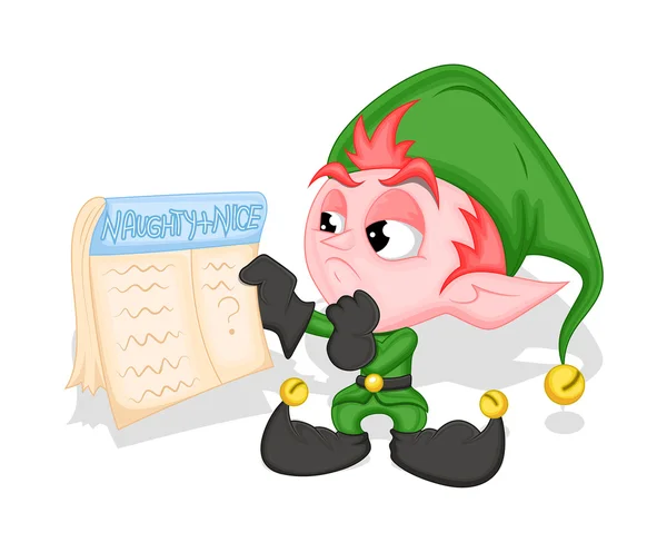 Funny Elf Holding a Holiday Calendar — Stock Vector