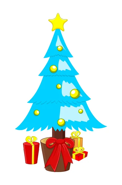 Christmas Tree with Vector Gift Boxes — Stock Vector