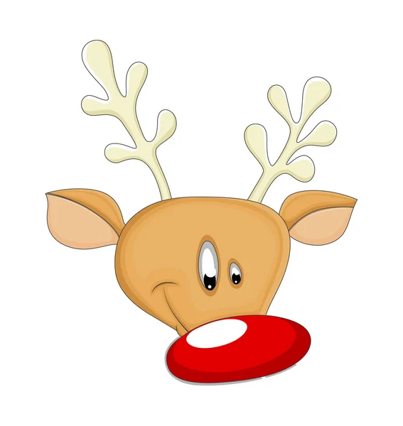 Funny Happy Reindeer Animal Face — Stock Vector