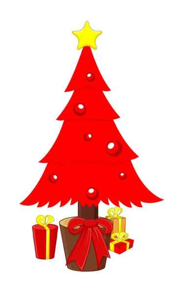 Hediyeler vektör ile dekoratif Noel ağacı — Stok Vektör