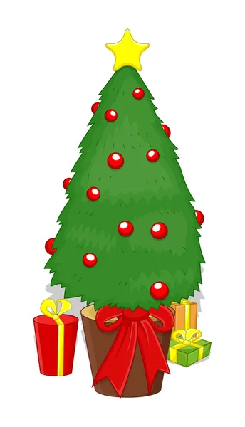 Árbol decorativo de Navidad con cajas de regalo — Vector de stock