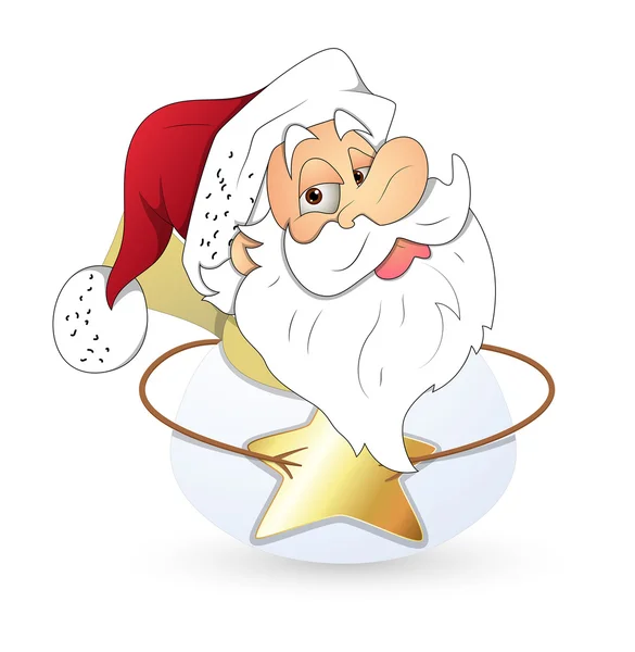 Santa Claus con Estrella de Oro — Vector de stock