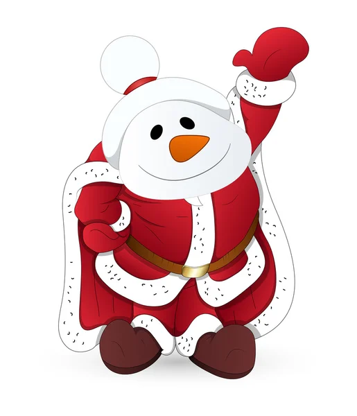 Funny Face Snowman in Santa Costume — Stock Vector