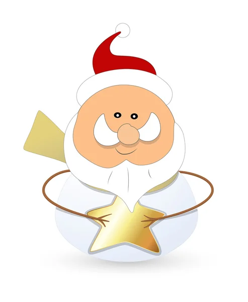 Lindo divertido santa con oro estrella — Vector de stock