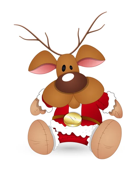 Funny Reindeer Santa Sitting — Stock Vector