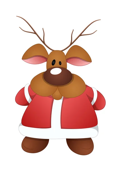 Şişman Ren geyiği Santa Claus Character — Stok Vektör
