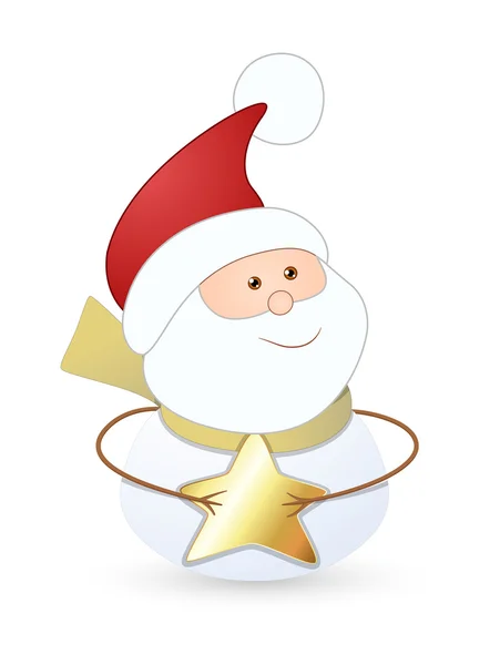 Santa Claus, Gold Star — Stock Vector